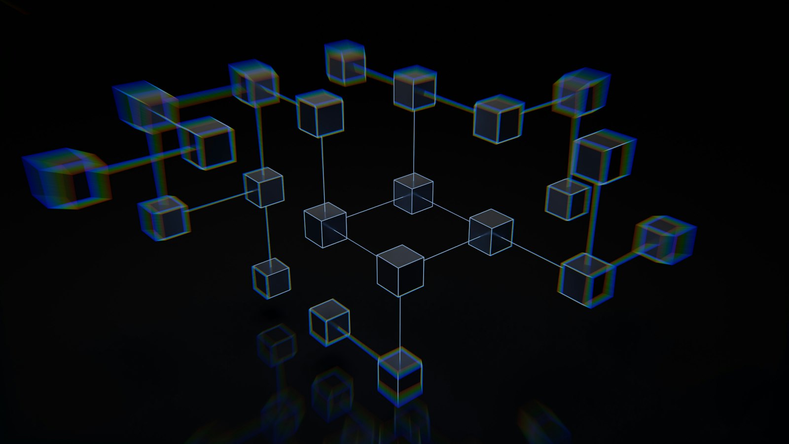 An abstract network of connected nodes